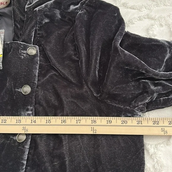 NWT Free People Faye velvet jacket, grayish blue, women’s size XL. - Picture 7 of 7